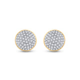 10kt Yellow Gold Round Diamond Cluster Earrings 1/5 Cttw