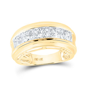 14kt Yellow Gold Mens Round Diamond 5-Stone Wedding Band Ring 2 Cttw