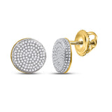 10kt Yellow Gold Round Diamond Circle Cluster Stud Earrings 5/8 Cttw