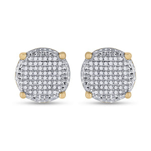 10kt Yellow Gold Round Diamond Cluster Earrings 1/3 Cttw