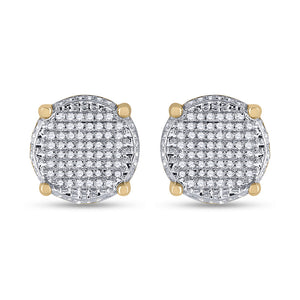 10kt Yellow Gold Round Diamond Cluster Earrings 1/3 Cttw