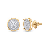 10kt Yellow Gold Round Diamond Circle Disk Cluster Earrings 1/4 Cttw