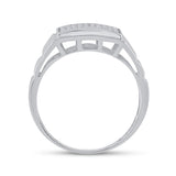 Sterling Silver Mens Round Diamond Cluster Ring 1/10 Cttw