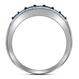 10kt White Gold Womens Round Blue Color Enhanced Diamond Band Ring 1/2 Cttw