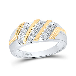 10kt Two-tone Gold Mens Round Diamond Wedding Band Ring 1/2 Cttw