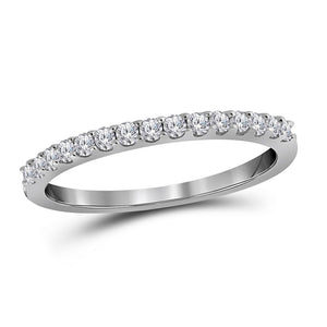 10kt White Gold Womens Round Diamond Wedding Single Row Band 1/4 Cttw