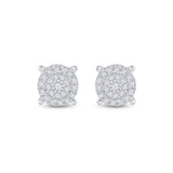 10kt White Gold Womens Round Diamond Circle Cluster Earrings 1/4 Cttw