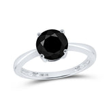 10kt White Gold Round Black Color Enhanced Diamond Solitaire Bridal Wedding Ring 2 Cttw