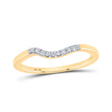 10kt Yellow Gold Womens Round Diamond Contoured Solitaire Enhancer Wedding Band 1/20 Cttw