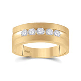 10kt Yellow Gold Mens Round Diamond Wedding 5-Stone Band Ring 1/2 Cttw