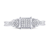 Sterling Silver Womens Round Diamond Heart Square Ring 1/10 Cttw