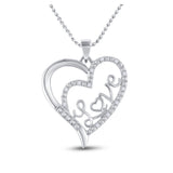 Sterling Silver Womens Round Diamond Love Heart Pendant 1/10 Cttw