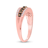 10kt Rose Gold Womens Round Brown Diamond Band Ring 1/2 Cttw