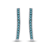 10kt White Gold Womens Round Blue Color Enhanced Diamond Hoop Earrings 1/4 Cttw