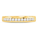 14kt Yellow Gold Womens Round Diamond Single Row Comfort Wedding Band 1/4 Cttw