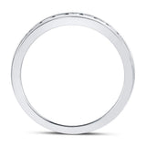 14kt White Gold Womens Machine-Set Round Diamond Wedding Band 1/2 Cttw