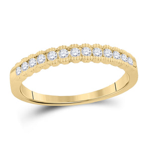10kt Yellow Gold Womens Round Diamond Single Row Band Ring 1/4 Cttw