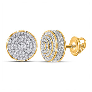 10kt Yellow Gold Round Diamond 3D Disk Circle Earrings 1/4 Cttw