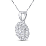 14kt White Gold Womens Round Diamond Concentric Circle Frame Cluster Pendant 1/3 Cttw