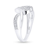 Sterling Silver Womens Round Diamond Heart Frame Cluster Ring 1/8 Cttw
