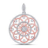 10kt Two-tone Gold Womens Round Diamond Circle Pendant 1/2 Cttw