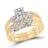 10kt Yellow Gold His Hers Round Diamond Solitaire Matching Wedding Set 1/3 Cttw