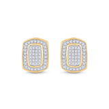10kt Yellow Gold Womens Round Diamond Cluster Earrings 1/4 Cttw