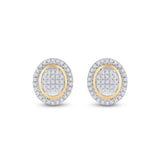 10kt Yellow Gold Womens Round Diamond Oval Earrings 1/4 Cttw