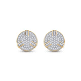 Yellow-tone Sterling Silver Round Diamond 3D Disk Circle Earrings 1/4 Cttw