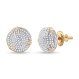 10kt Yellow Gold Round Diamond Cluster Earrings 1/2 Cttw