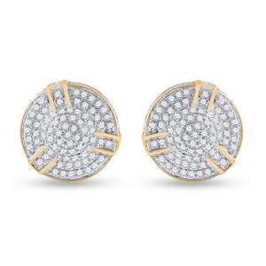 10kt Yellow Gold Round Diamond Cluster Earrings 1/2 Cttw