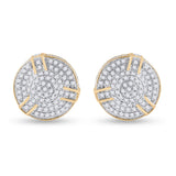 10kt Yellow Gold Round Diamond Cluster Earrings 1/2 Cttw