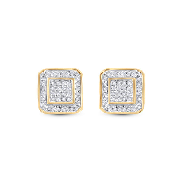 10kt Yellow Gold Round Diamond Square Earrings 1/4 Cttw