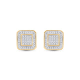 10kt Yellow Gold Round Diamond Square Earrings 1/4 Cttw