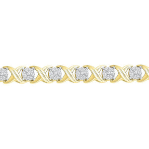 10kt Yellow Gold Womens Round Diamond X Link Fashion Bracelet 1 Cttw