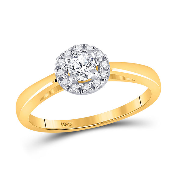10kt Yellow Gold Round Diamond Solitaire Bridal Wedding Engagement Ring 1/3 Cttw