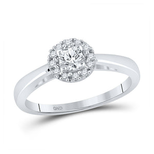 10kt White Gold Round Diamond Solitaire Halo Bridal Wedding Engagement Ring 1/3 Cttw
