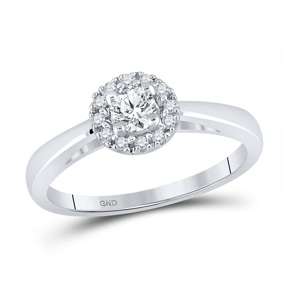10kt White Gold Round Diamond Solitaire Halo Bridal Wedding Engagement Ring 1/3 Cttw