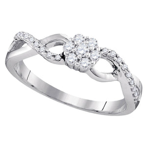 10kt White Gold Womens Round Diamond Cluster Ring 1/4 Cttw