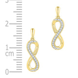 10kt Yellow Gold Womens Round Diamond Infinity Dangle Earrings 1/10 Cttw
