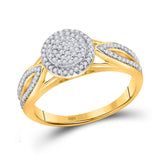 10kt Yellow Gold Round Diamond Cluster Bridal Wedding Engagement Ring 1/4 Cttw