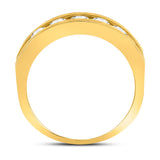 10k Yellow Gold Mens Round Diamond Single Row 5-Stone Wedding Band Ring 1/2 Cttw