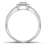 10kt White Gold Womens Round Diamond Square Cluster Ring 1/6 Cttw