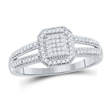10kt White Gold Womens Round Diamond Square Cluster Ring 1/6 Cttw