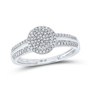 10kt White Gold Round Diamond Circle Cluster Bridal Wedding Engagement Ring 1/4 Cttw