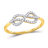 10kt Yellow Gold Womens Round Diamond Infinity Fashion Ring 1/6 Cttw
