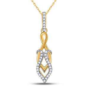 10kt Yellow Gold Womens Round Diamond Spade Fashion Pendant 1/10 Cttw