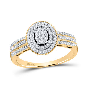 10kt Yellow Gold Womens Round Diamond Oval Ring 1/4 Cttw
