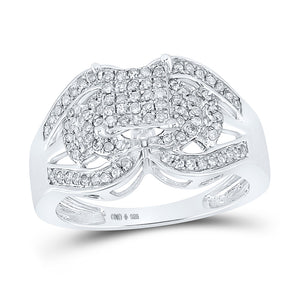 Sterling Silver Womens Round Diamond Square Ring 1/2 Cttw