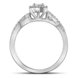 14kt White Gold Princess Diamond Bridal Wedding Ring Band Set 1/3 Cttw